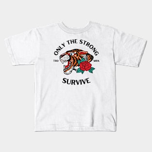 only the strong survive Tiger Head tattoo Kids T-Shirt